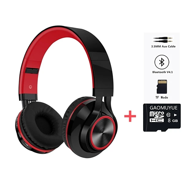 LVcards Bluetooth наушники беспроводные стерео наушники и поддержка 16/32/64GB TF карта гарнитура для телефонов/ПК/MP3 B1+ 01 - Color: Bluetooth4.1-8GB