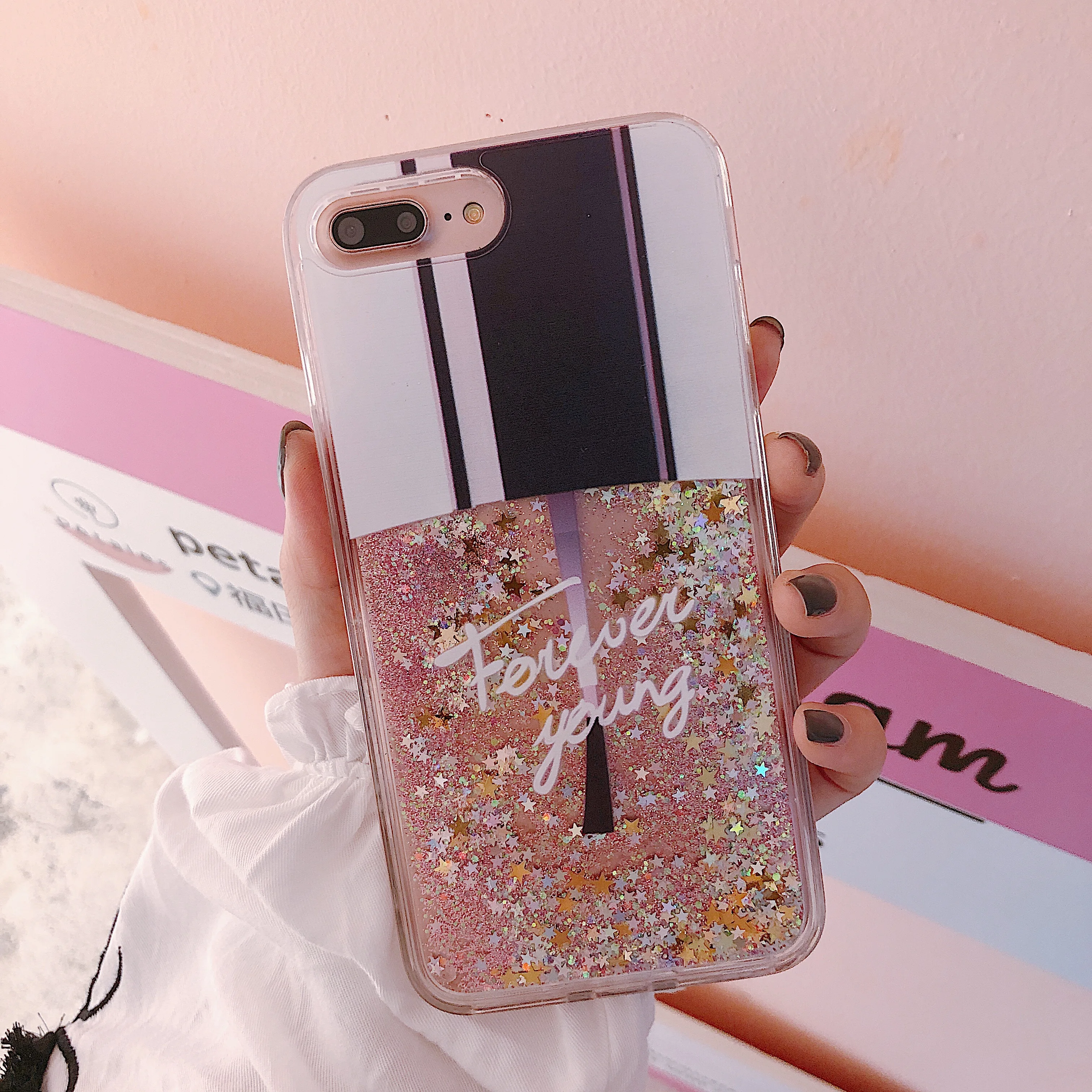 Модный Роскошный розовый флакон для парфюма девочек iPhone X XR XS Max зыбучий песок