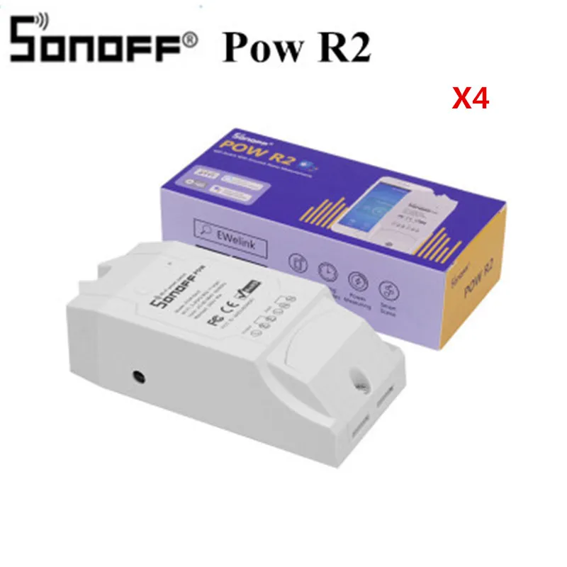 Интеллектуальный выключатель света Sonoff Pow R2 15A Интеллектуальный переключатель Wi-Fi монитор энергии Применение интеллектное устройство передачи энергии измерительный переключатель Wi-Fi приложение Управление работает с Amazon Alexa - Цвет: 4pcs