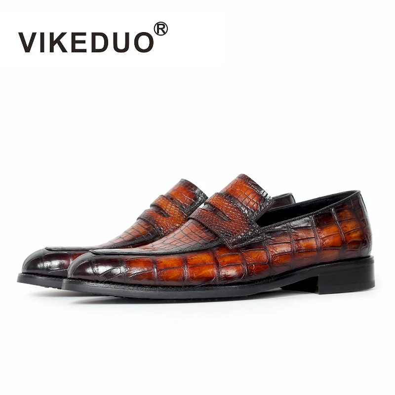 Мужские лоферы Vikeduo из натуральной крокодиловой кожи повседневные для вождения