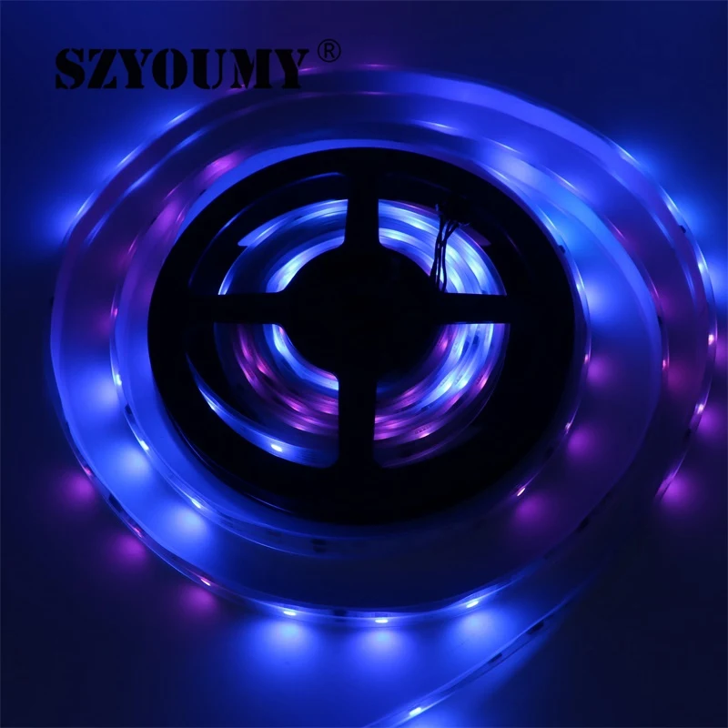 SZYOUMY 5 м 12 В 6803 IC Dream цветная RGB Светодиодная лента 5050 SMD 30 светодиодный/M IP66 водонепроницаемый чеканка Волшебная цветная лента+ 133 контроль программы