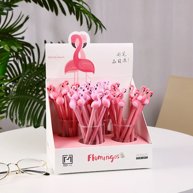 

4 шт./лот 0,5 мм Lucky Pink Flamingo гелевая ручка черная чернильная ручка рекламный подарок Канцтовары для школы и офиса