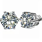 Серьги женские из белого золота 14 к с бриллиантами, 2 караташт.