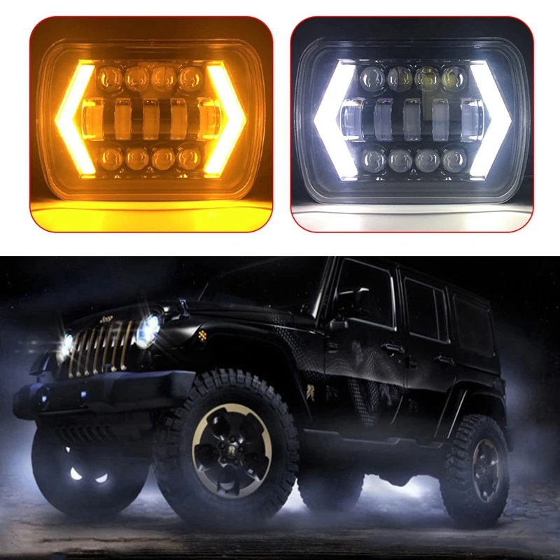 1 шт. 7x6 'ƋD светодиодная фара Halo DRL для 86 95 Jeep Wrangler YJ 84 01 Cherokee XJ Angel Eyes H4