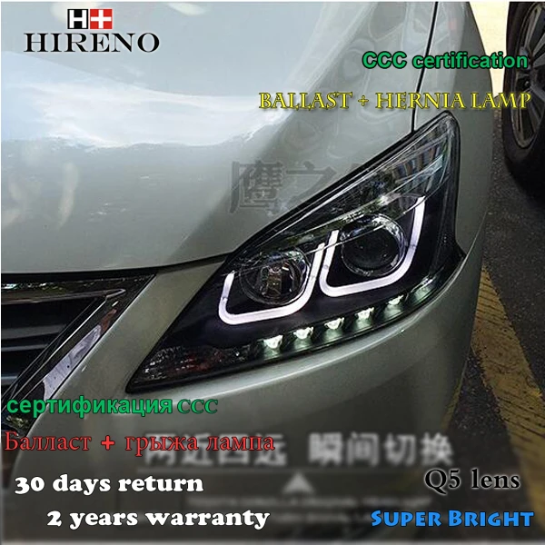 Hireno фары для 2012-2014 Nissan Sentra Sylphy светодиодный сборе Светодиодные ДХО ангельские