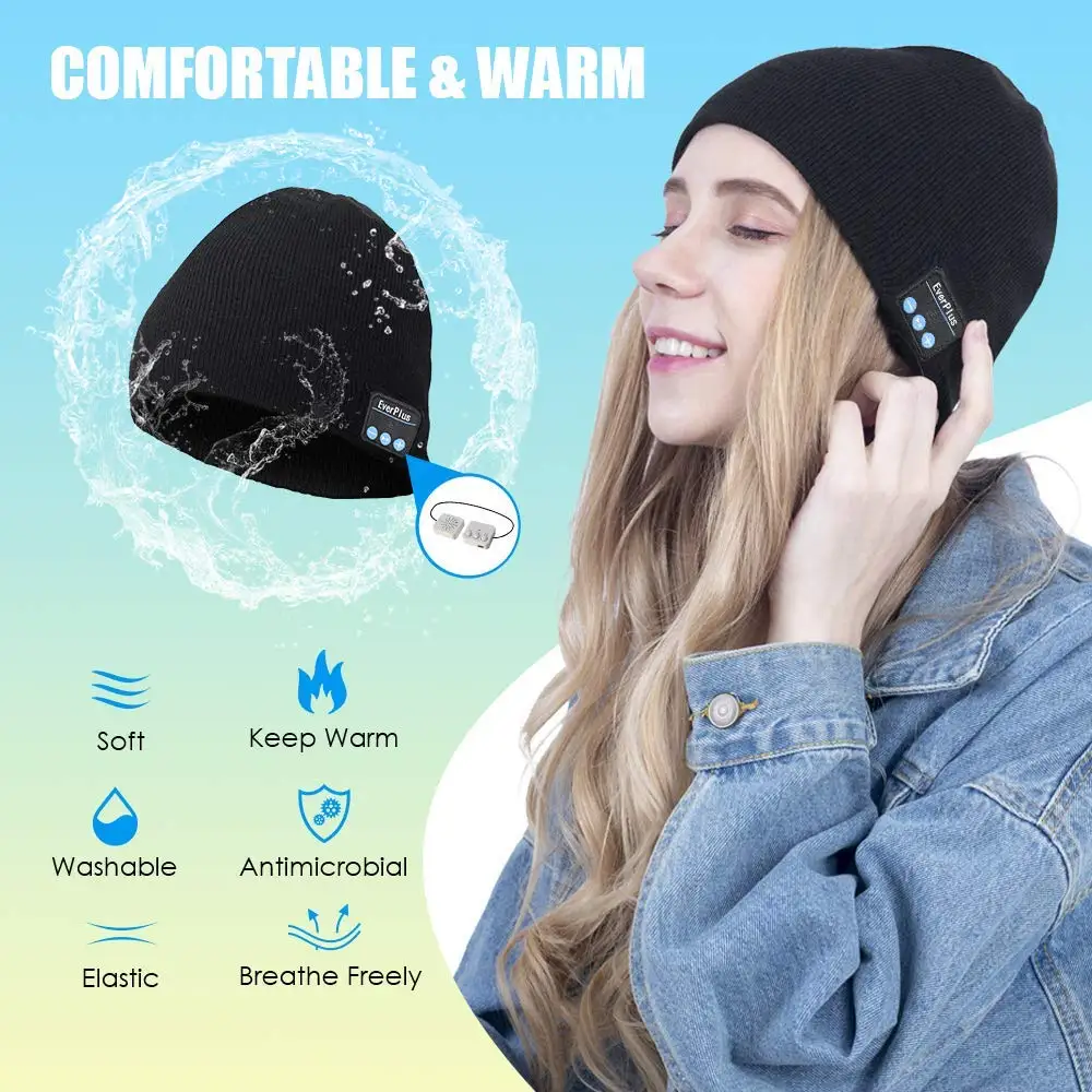 Беспроводная Bluetooth зимняя вязаная шапка съемные наушники моющиеся подходит для