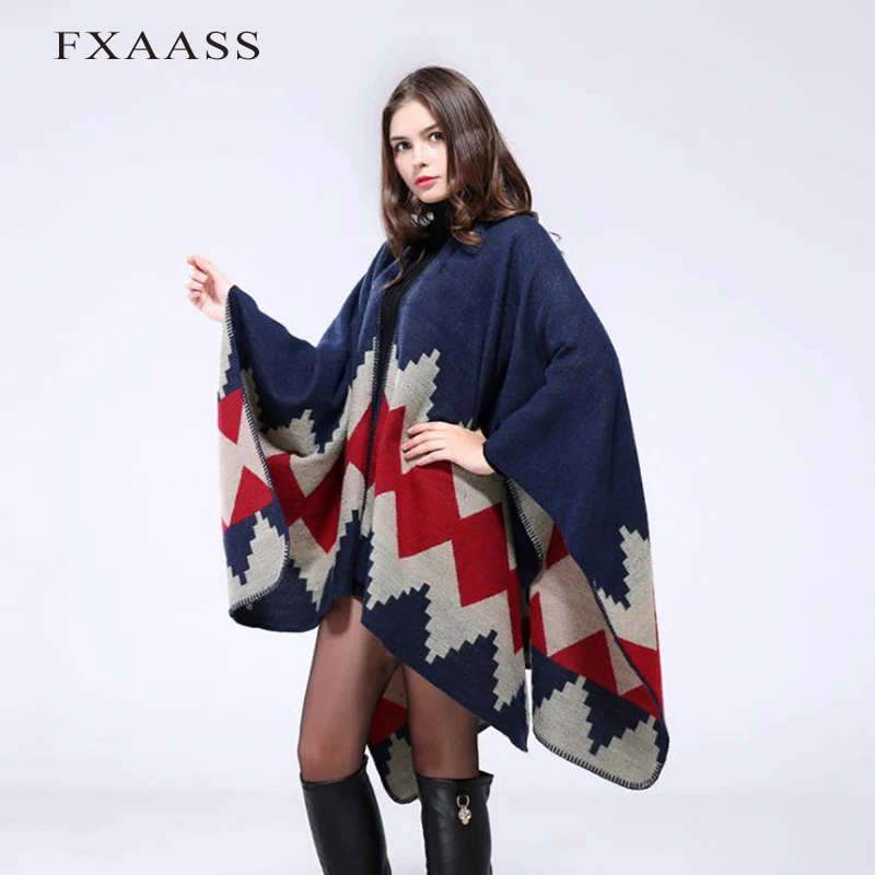 Новинка осенне зимняя шаль FXAASS модное Ацтекское пончо женский шарф роскошные