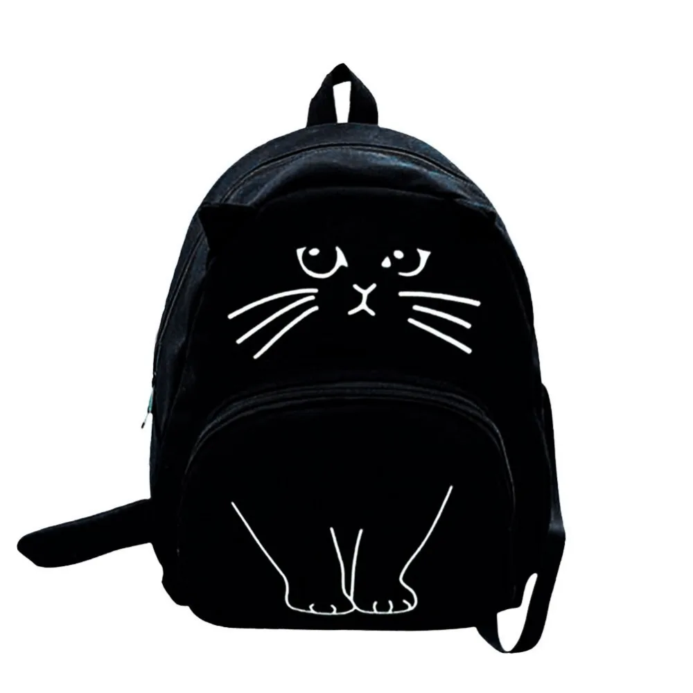 Рюкзак с принтом кота, женские холщовые школьные сумки для девочек-подростков, Дамский Повседневный милый рюкзак, Mochila Feminina Sac a Dos