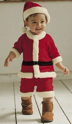 Младенцы одежда ползунки+ шляпа bebes одежда дед мороз ну вечеринку младенцы- одежда