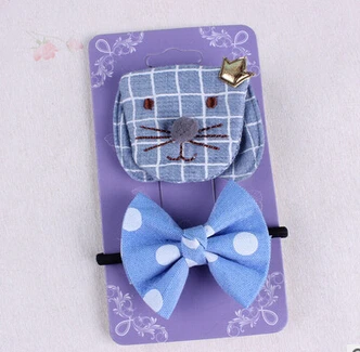 Korean girl hair accessories kids New denim clip set Children's bow ribbon Handmade head ornaments | Детская одежда и обувь