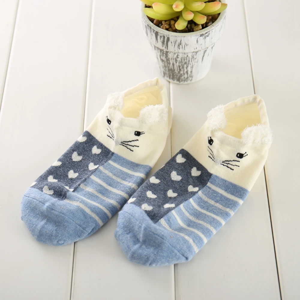 Women Cotton Socks Stereoscopic Cute Animal Female Kawaii Cat With Dog Summer Short Casual Soft Funny | Женская одежда