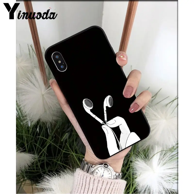 A12 Yinuoda Love music черные наушники роскошный уникальный дизайн чехол для телефона для iPhone 5 5Sx 6 7 7plus 8 8Plus X XS MAX XR - Цвет: A12