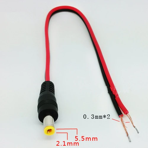 10 шт. 5 5*2 1 мм Штекерный разъем питания постоянного тока CCTV PSU Pigtail CABLE Jack 12 В|male power