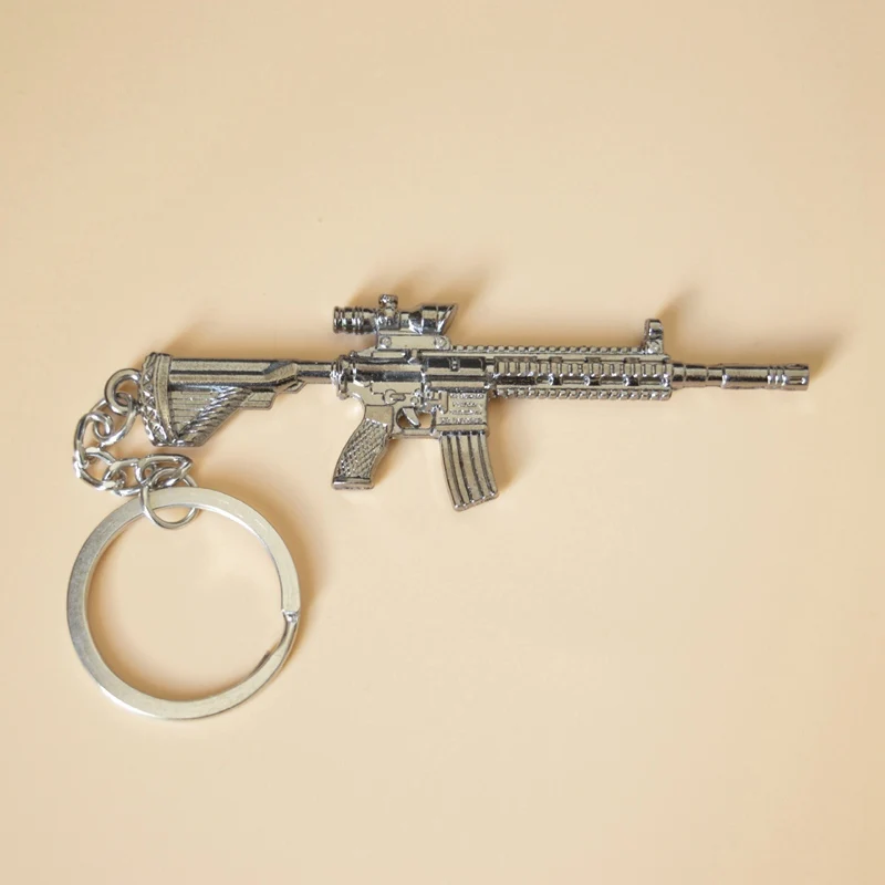 M416 Брелок для ключей PUBG Pan шлем 98K AWM M24 M416 косплей реквизит сплав брелок бронированная модель пистолет автомобильный брелок подарок для игры - Цвет: M416