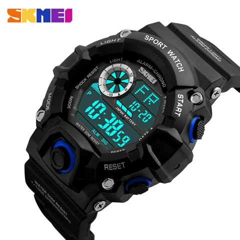 Blue SKMEI спортивные часы мужские роскошные брендовые армейские камуфляжные светодиодные цифровые армейские часы водонепроницаемые мужские наручные часы Relogio Masculino - Цвет: Blue