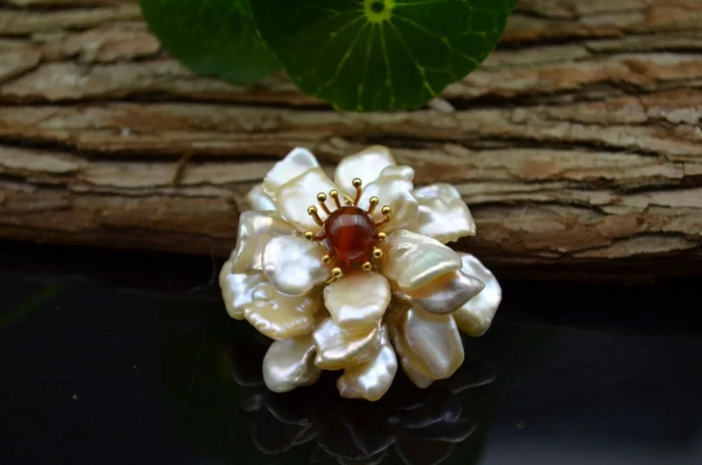 GLSEEVO натуральный пресноводный барокко Жемчуг цветок брошь Femme Bijoux аметист, Агат Броши для женщин двойного назначения ювелирные изделия GO0100