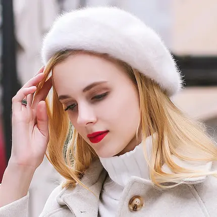 color 3 Модный зимний женский берет, Осенняя шапка из кроличьего меха, тонкая стильная теплая шерсть, береты, шапка для женщин - Цвет: color 3
