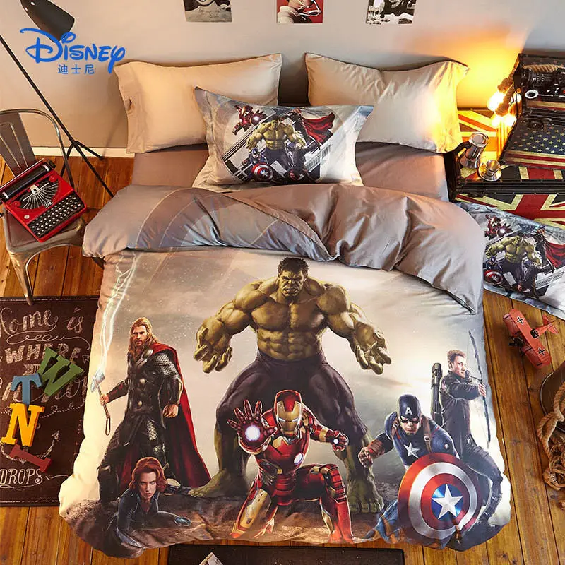 Disney Marvel HD 3D печать постельных принадлежностей 4 шт. Мстители шаблон постельное белье простыня наволочки пододеяльник наборы
