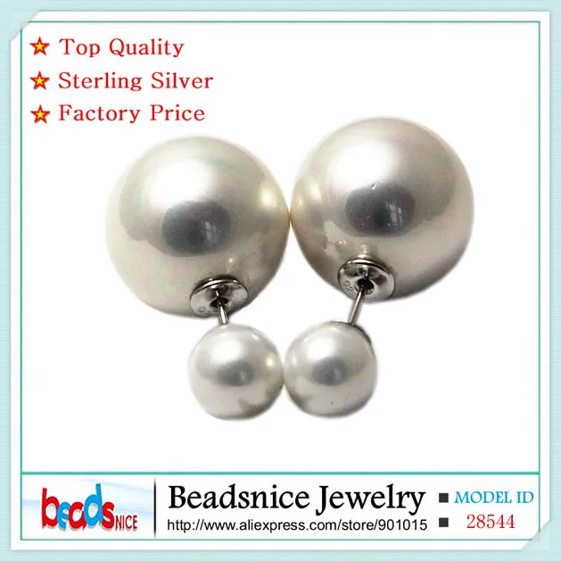 Beadsnice ID28544 hot sale real 925 silver double faced pearl earrings for women new style shell beads stud wholesale | Украшения и