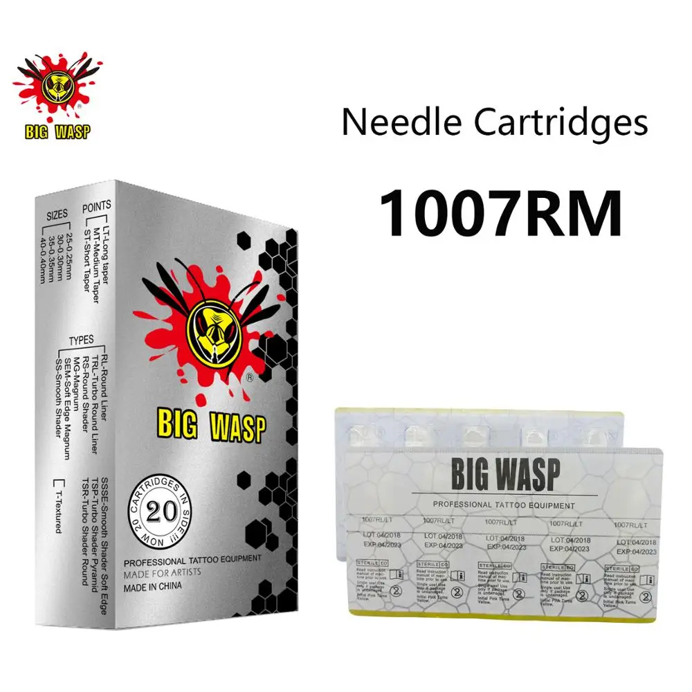 

BIGWASP 1007RM Tattoo Needle Cartridges #10 Bugpin (0.30mm) 7 Curved Magnum 7RM for Cartridge Tattoo Machines & Grips 20Pcs