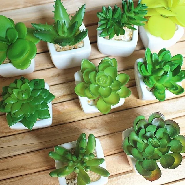 Горячая Распродажа! 12 шт./компл. Мини Искусственные Горшечные растения