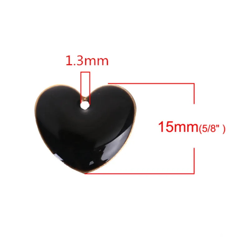 DoreenBeads Fashion Copper Enamelled Sequins Pendant Heart Unplated Colorful Enamel Jewelry DIY 16mm x16mm( 5/8&quot x 5/8&quot) 10 PCs |