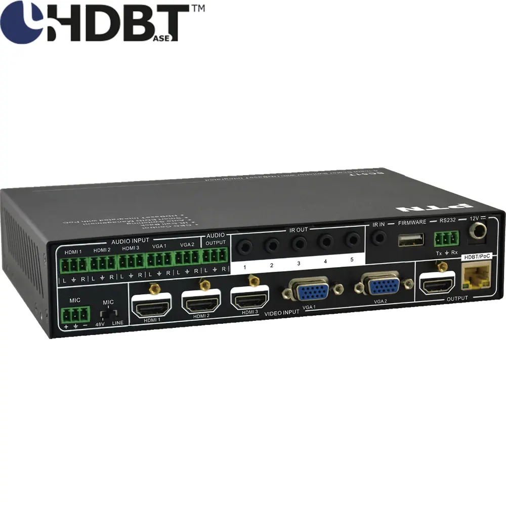 HDMI VGA 5X 1Scaler/switcher С портом HDbaseT до 70 м + ИК RS232 управление с 5 аудиовходами и 1