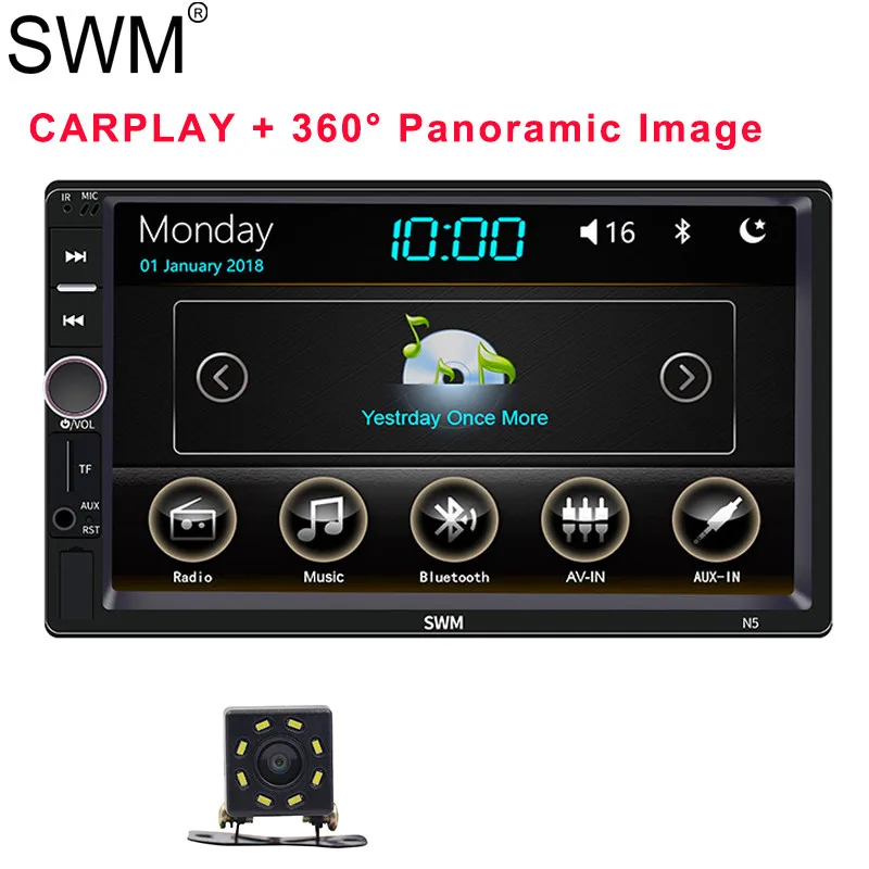 Radio with Camera 2 360° Reversing Image Radio Carplay 2 Din Radio Coche Autoradio Bluetooth Mirror Link 2din Car Stereo Audio Radios USB FM AUX TF - Цвет: Radio with Camera 2