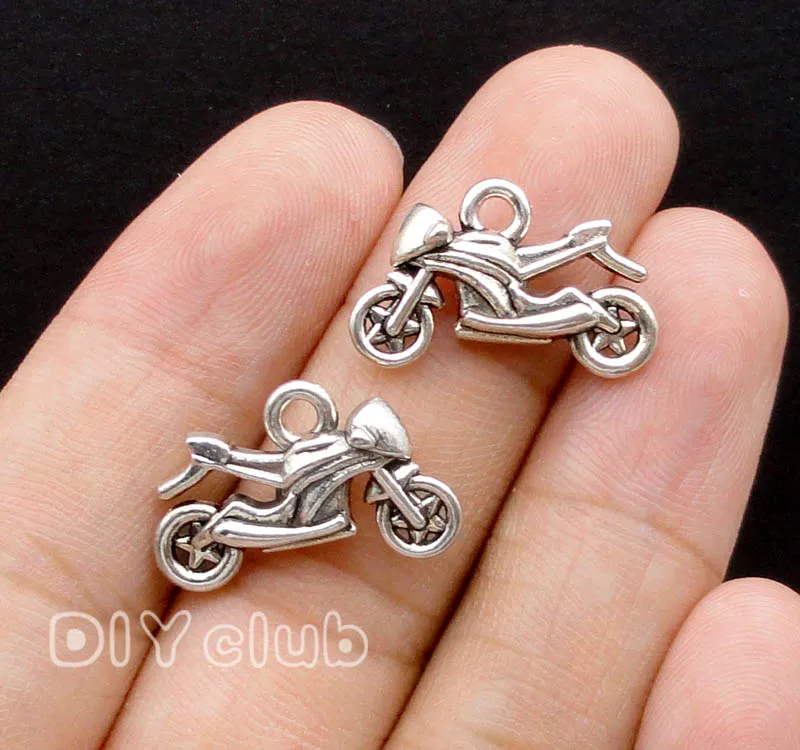 

50pcs-Antique Silver Motorcycle Charms Pendants 21X13mm