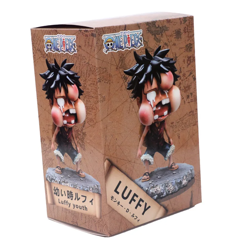 Real Boxed Один Кусок Луффи смешной Жир лицо отек Ver. ПВХ Фигурки OP Луффи Зоро Санджи коллекционные игрушки модель игрушки 15 см - Цвет: Real Boxed