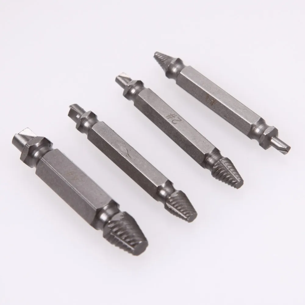 

Fixmee 4pcs Damaged Screw Extractor Removal Broken Speed Out Screwing Out Bolts Step Drill Bits Repair Tool