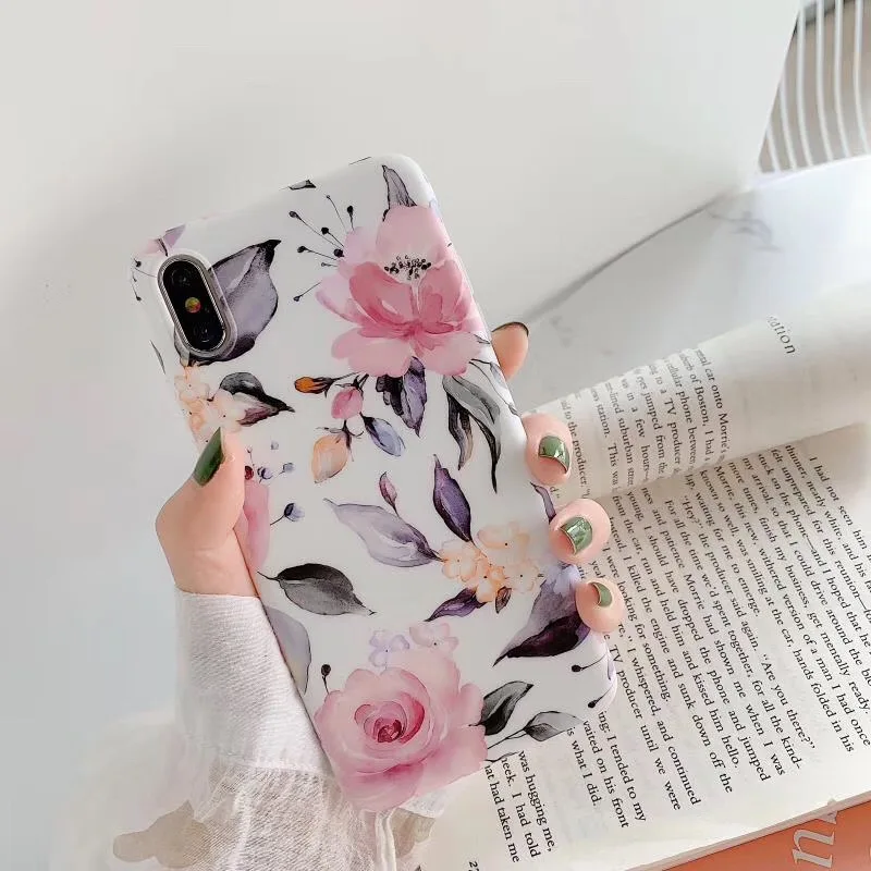 Art Flowers Marble Case For Samsung A40 A50 A70 Cover For Samsung S10E S10 S9 S8 Plus Silicone TPU Case Flower Soft Silicon - Цвет: H