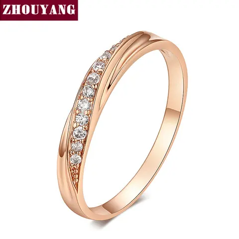 Женское кольцо с фианитом zhoyang, розовое золото, ZYR314 ZYR317