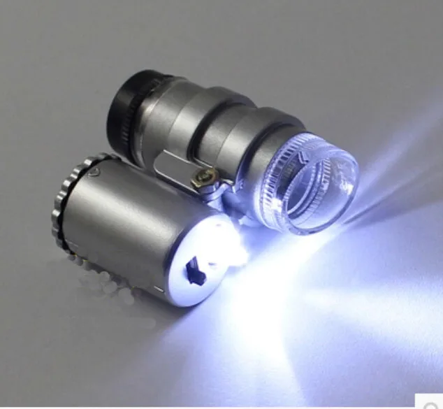 45x Портативный микроскоп высокой мощности с подсветкой лупа увеличительное