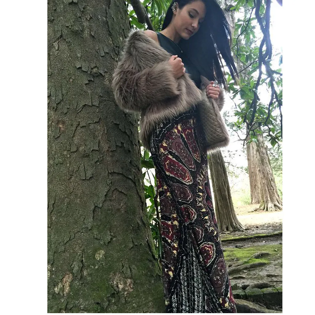 Женская облегающая юбка макси с высокой талией и принтом летняя длинная