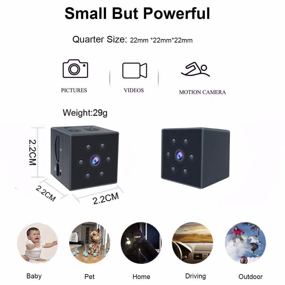Мини камера HD 1080P DVPortable скрытое тело с ночным видением и датчиком движения