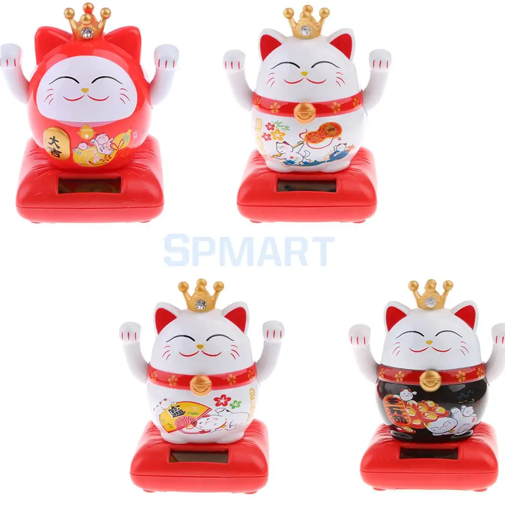Waving Cat Милые вращающиеся игрушки на солнечных батареях для танцев, украшения для дома и офиса, украшения для автомобиля, рождественский подарок для детей - Цвет: Waving Cat