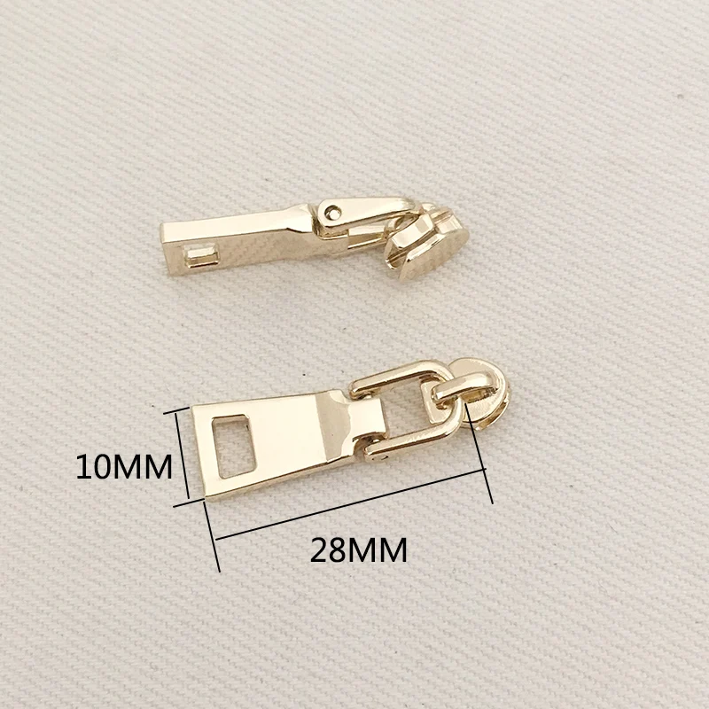 A-10x28mm 10 шт. Lightgold металлические ползунки для молнии для 3# нейлоновые молнии куртки одежда молнии головы молния Ремонтный комплект DIY сумка Аксессуары - Цвет: A-10x28mm