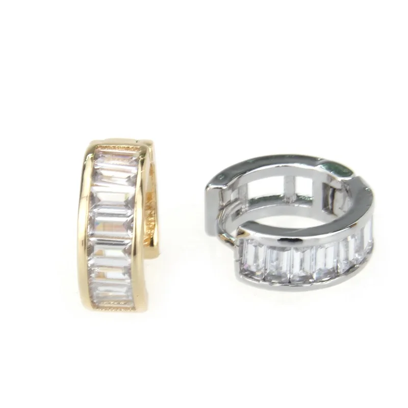 Brand Fashion Small Huggie Bridal Hoop Earrings for Women Square Zirconia Earring Jewelry Gold Ear Wedding Gift | Украшения и