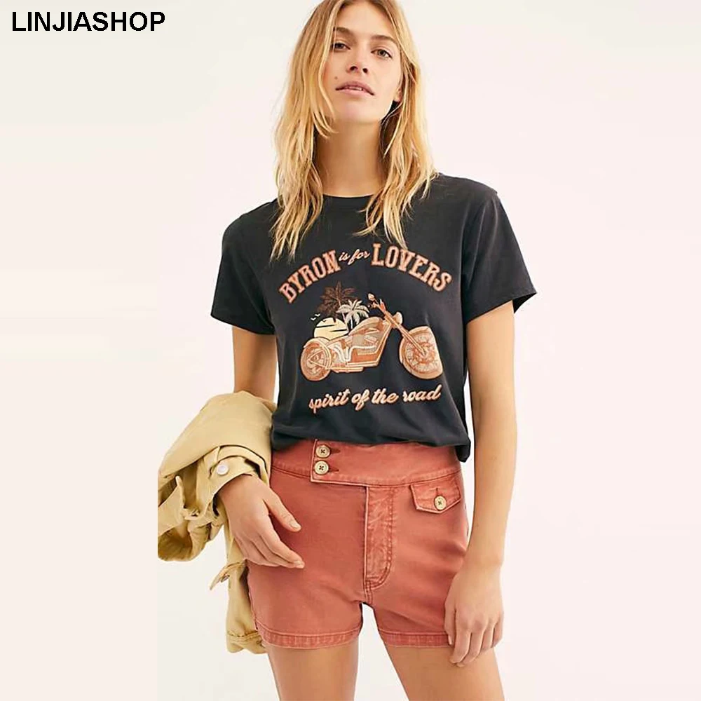 Футболка женская с круглым вырезом повседневный дизайнерский топ принтом орла и