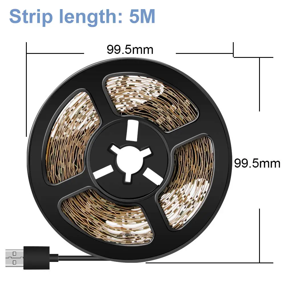 5m 300leds 5 м Светодиодная лента постоянного тока 5 в USB Led источник питания неоновая лампа SMD 2835 беспроводное освещение шкафа Гибкая лестница Ночная лампа украшение дома - Испускаемый цвет: 5m 300leds