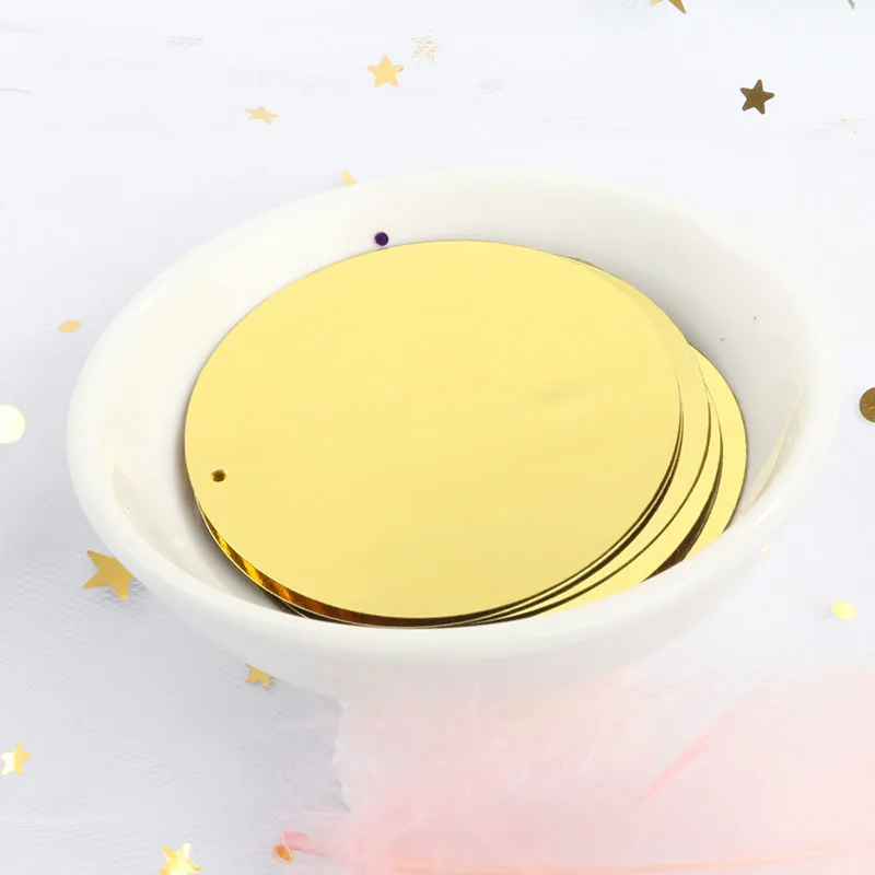 Light Gold Блёстки 50 мм лазерной большой круглый свободные голограмма блесток блестка шитье украшения Свадебные Craft для женщин DIY одежды аксессуар 30 г - Цвет: Light Gold