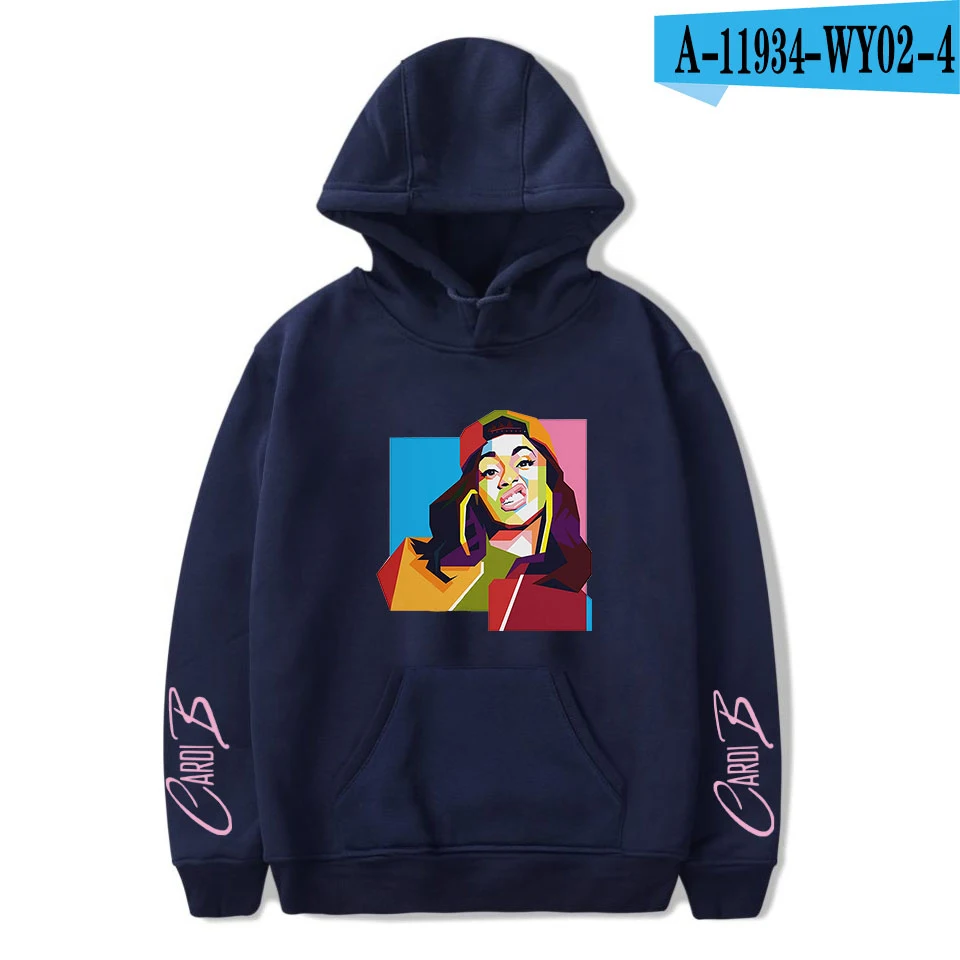 navy blue Осень Cardi B толстовки для женщин и мужчин модные толстовки хип-хоп худи Cardi B Женские/толстовки для девочек пуловер черная одежда - Цвет: navy blue