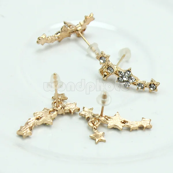 Refaxi 2 Пара женские Металлические Иглы Пирсинг Серьги Шпильки Сияющий Кристалл