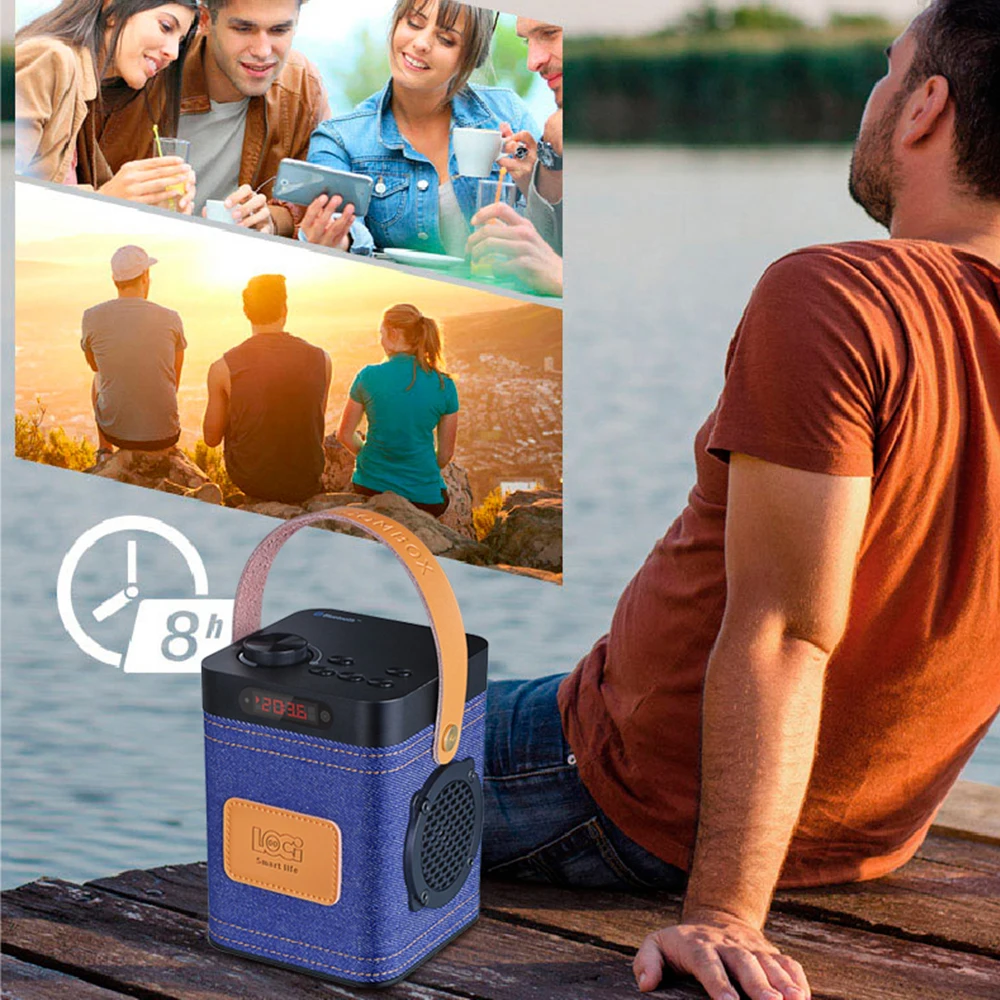 Instabox P70 джинсовый портативный ковбойский холст Bluetooth FM радио USB TF с супер басами