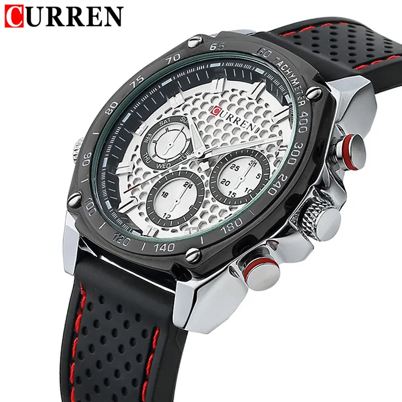 2016 CURREN люксовые брендовые военные часы мужские кварцевые аналоговые с резиновым