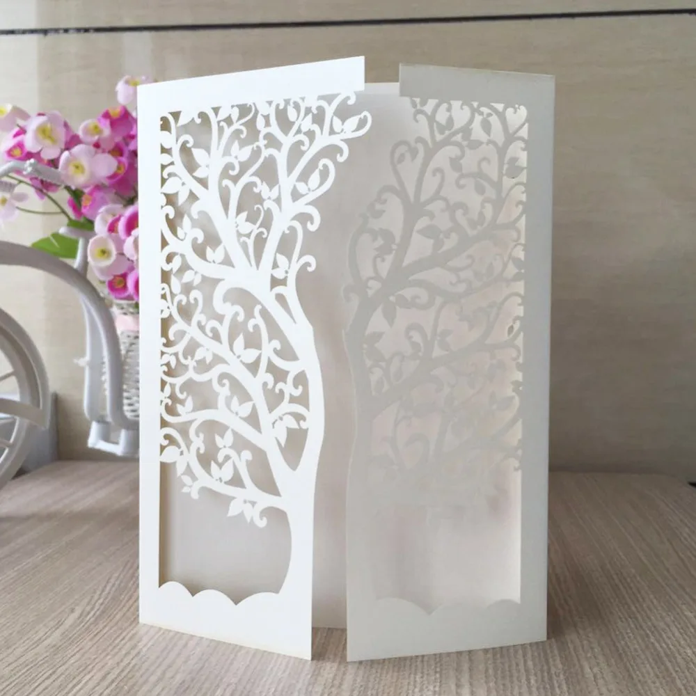 12psc/лот 2017 популярный стиль лазерная резка любящее дерево дизайн белый цвет