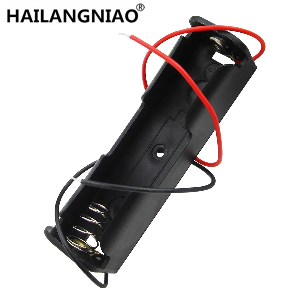 1pc Wholesale Store Plastic Battery Box Storage Case for 1 x 18650 Black with 6" Wire Leads 3.7V