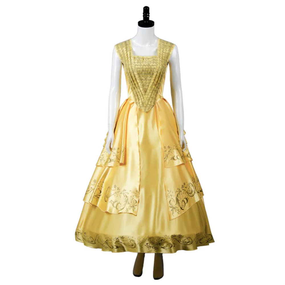 Взрослый 2017 Фильм Красавица и Чудовище Белль Эмма желтый костюм косплей платье