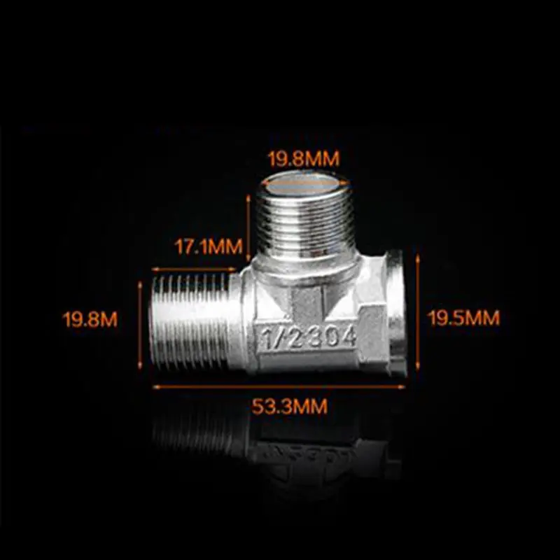 

Tee Type 3 Way 201 Stainless Steel Tube Pipe Fitting Connector 1/2" Male to 1/2" Male to 1/2" Female BSP Thread